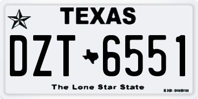 TX license plate DZT6551