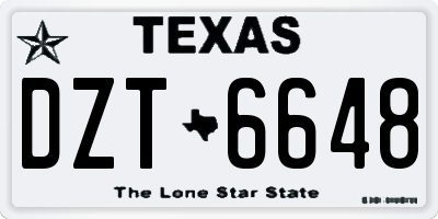 TX license plate DZT6648