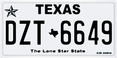 TX license plate DZT6649