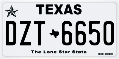TX license plate DZT6650