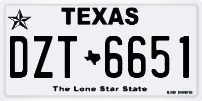 TX license plate DZT6651