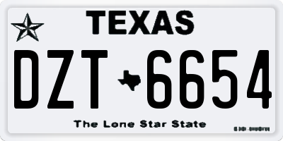 TX license plate DZT6654