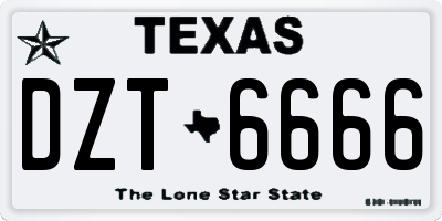 TX license plate DZT6666