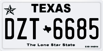 TX license plate DZT6685