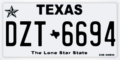 TX license plate DZT6694