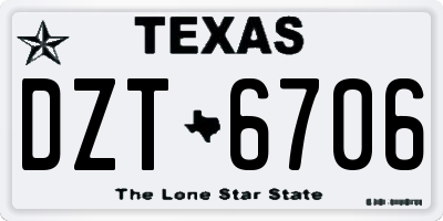 TX license plate DZT6706
