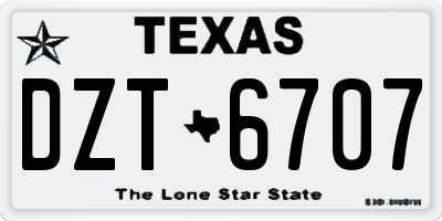 TX license plate DZT6707