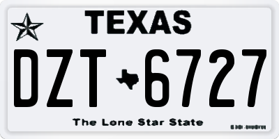 TX license plate DZT6727