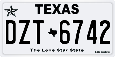 TX license plate DZT6742