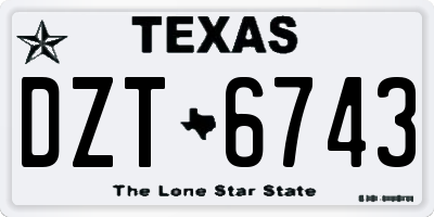 TX license plate DZT6743