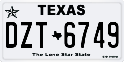 TX license plate DZT6749