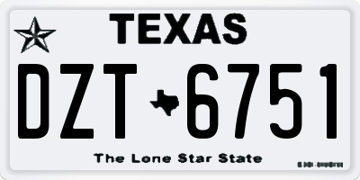 TX license plate DZT6751