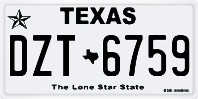 TX license plate DZT6759