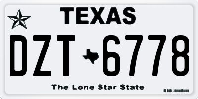TX license plate DZT6778
