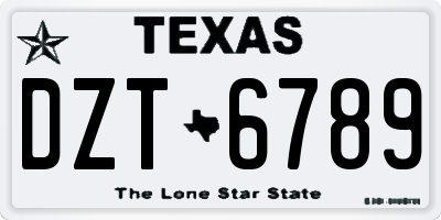 TX license plate DZT6789