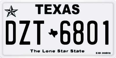 TX license plate DZT6801