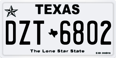 TX license plate DZT6802