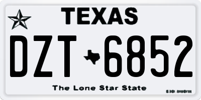 TX license plate DZT6852