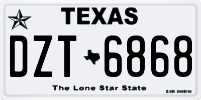TX license plate DZT6868