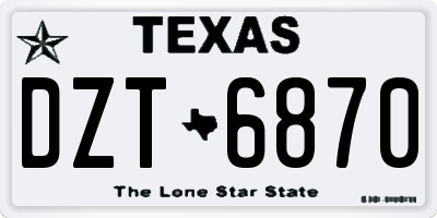 TX license plate DZT6870