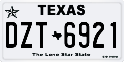 TX license plate DZT6921