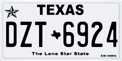 TX license plate DZT6924