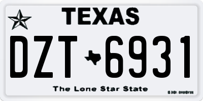 TX license plate DZT6931