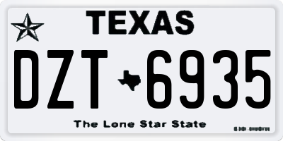 TX license plate DZT6935