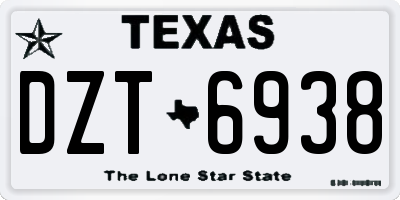 TX license plate DZT6938