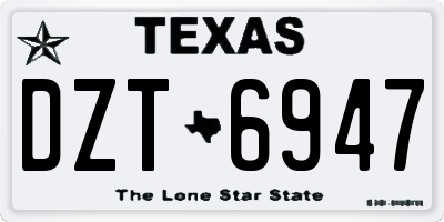 TX license plate DZT6947