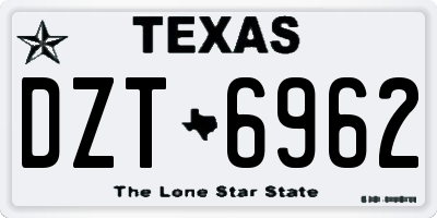 TX license plate DZT6962