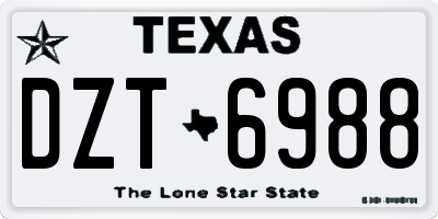 TX license plate DZT6988
