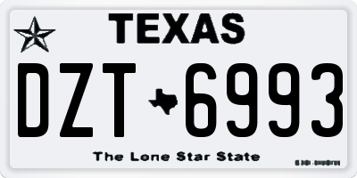 TX license plate DZT6993
