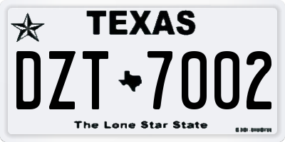 TX license plate DZT7002