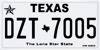 TX license plate DZT7005