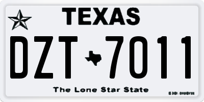 TX license plate DZT7011