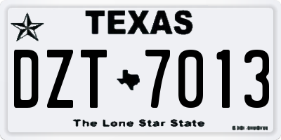TX license plate DZT7013