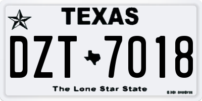 TX license plate DZT7018