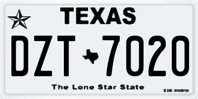TX license plate DZT7020