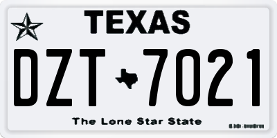 TX license plate DZT7021