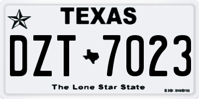 TX license plate DZT7023