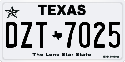 TX license plate DZT7025