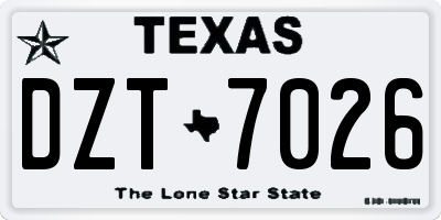 TX license plate DZT7026