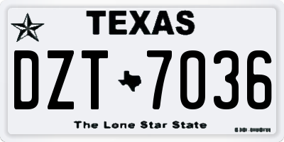 TX license plate DZT7036