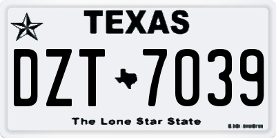 TX license plate DZT7039