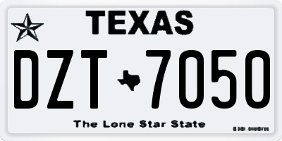 TX license plate DZT7050