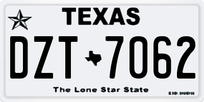 TX license plate DZT7062