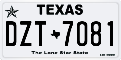 TX license plate DZT7081