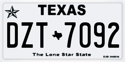 TX license plate DZT7092