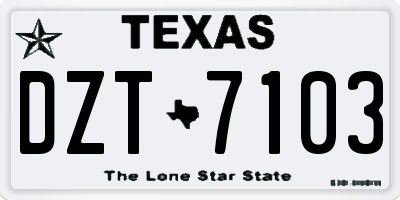 TX license plate DZT7103